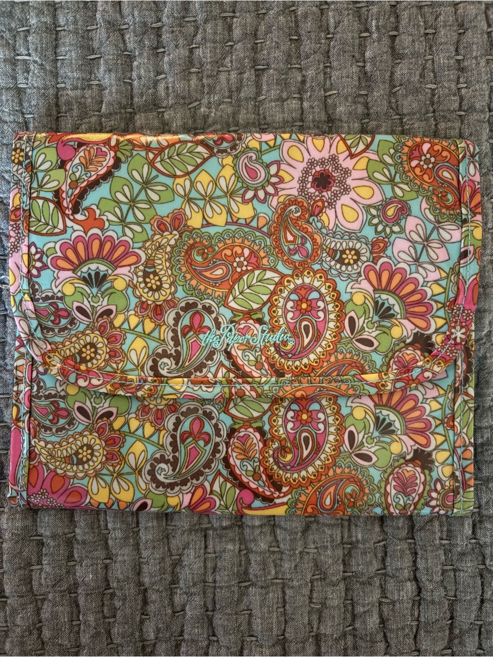 Like New Paper Studio Floral Paisley Fold-Over Clutch organizer Scrapbook